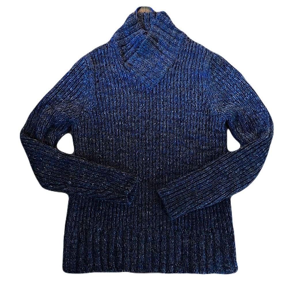 Calvin Klein Wool Blend Sweater Ribbed collar V-neck Sz M Blue Multicolored